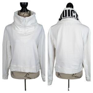 Juicy Couture Funnel Neck Cropped Sweatshirt White Size Small